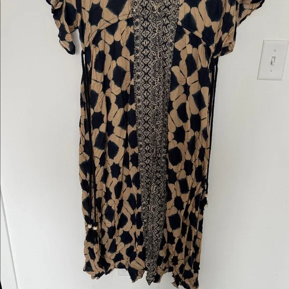 Zara NWT Printed Kaftan Dress Chic Black and Cream Oversized - Size M/L - Picture 6 of 7